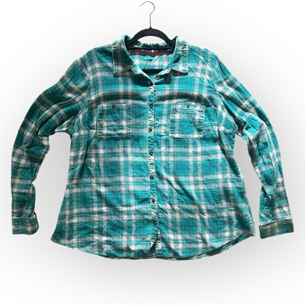 Maurice’s Plaid Green/Blue Button Down- 100%‎ Cotton- Size 2X